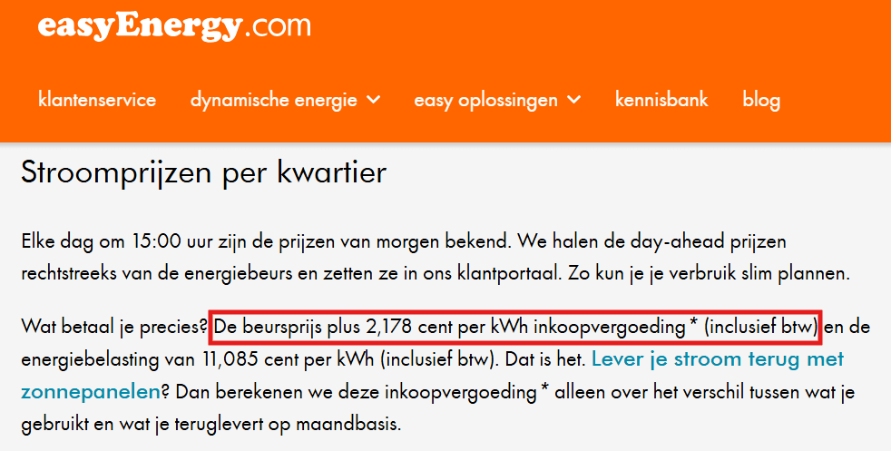Easy Energy website contractgegevens
