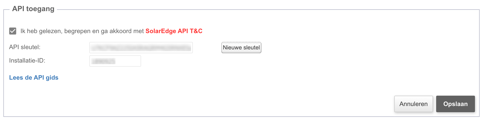 API Sleutel Generatie