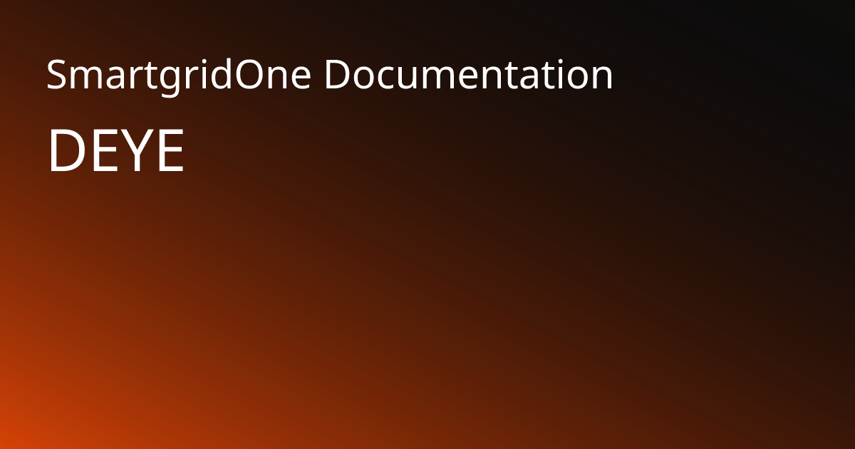 DEYE | SmartgridOne Documentation